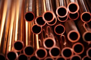Copper plating on pipes/tubing Plating: Copper Plating Pipes Tubing close up