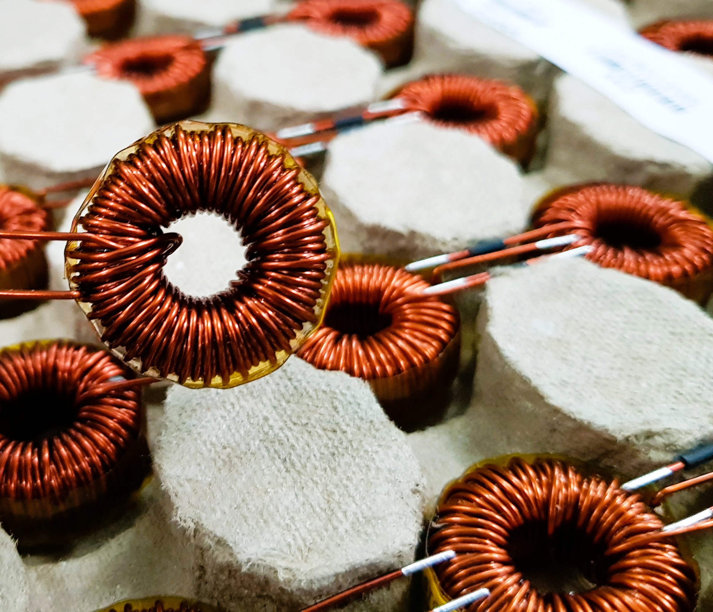 Copper wire winding on coil inductor
